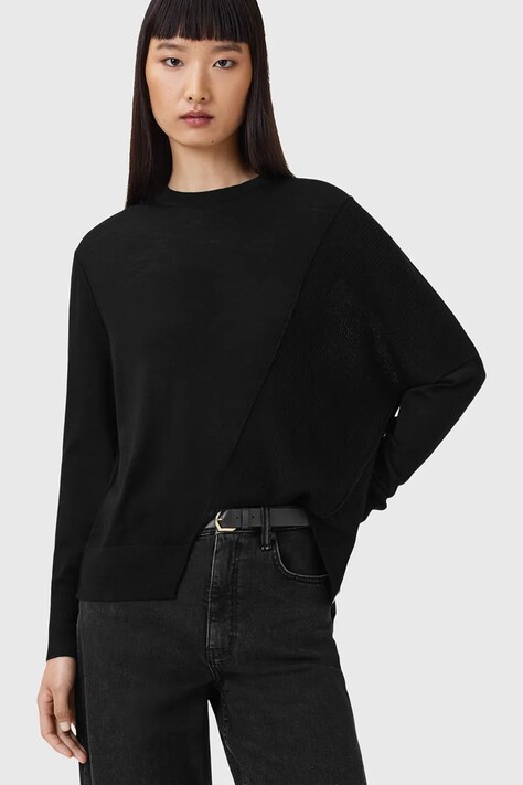 AllSaints sweter wełniany ISLA damski kolor czarny lekki W004KD