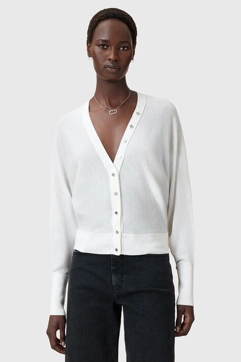 AllSaints kardigan wełniany HONOR damski kolor biały lekki W002KD