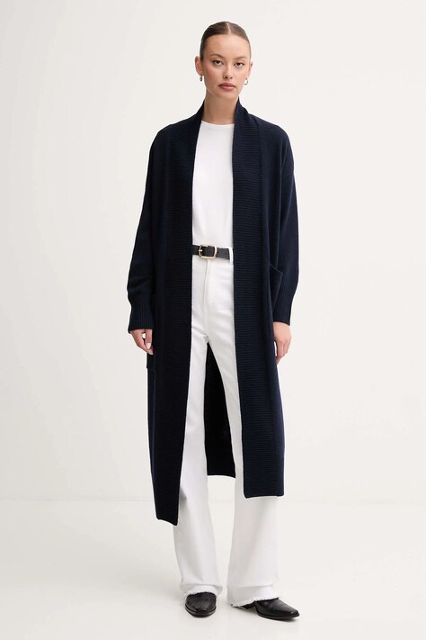 Barbour kardigan z dodatkiem wełny LUNA damski kolor granatowy lekki LKN1661