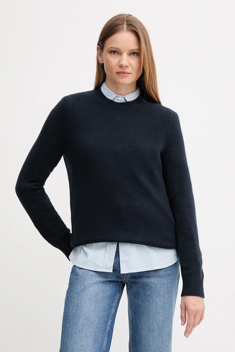 Barbour sweter wełniany damski kolor granatowy LKN1666