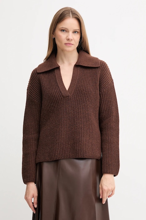 Barbour pulover din amestec de lână ROBYN culoarea maro, călduros, LKN1675