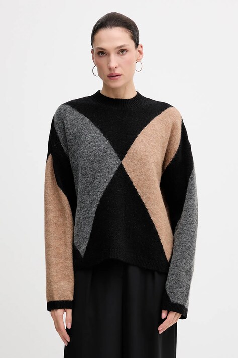Barbour sweter z dodatkiem wełny SABRINA damski kolor czarny LKN1678