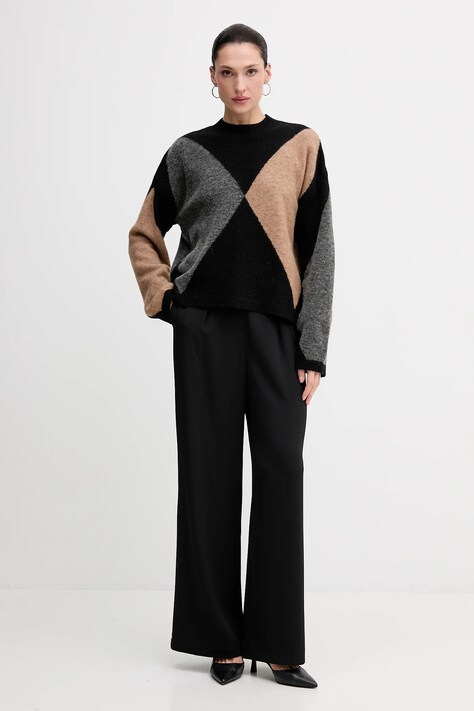 Barbour sweter z dodatkiem wełny SABRINA damski kolor czarny LKN1678