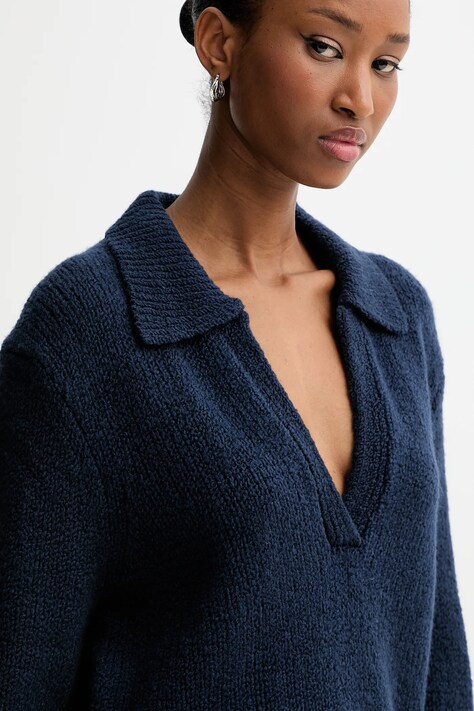 Calvin Klein Jeans sweter wełniany damski kolor granatowy ciepły LV144D341G