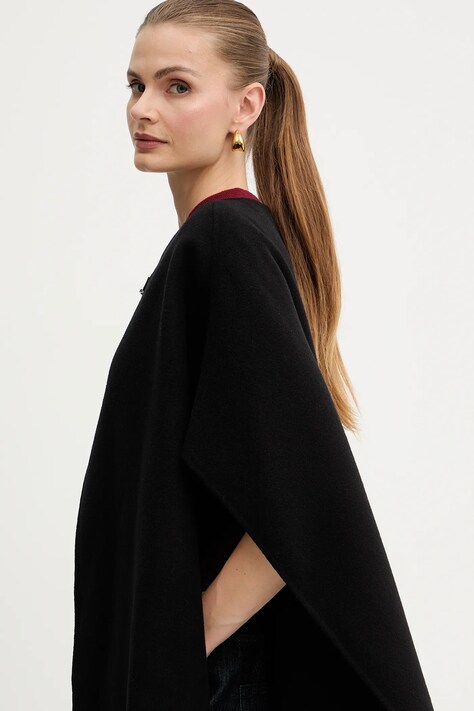 MICHAEL Michael Kors poncho z dodatkiem wełny kolor czarny MF520J6GBX
