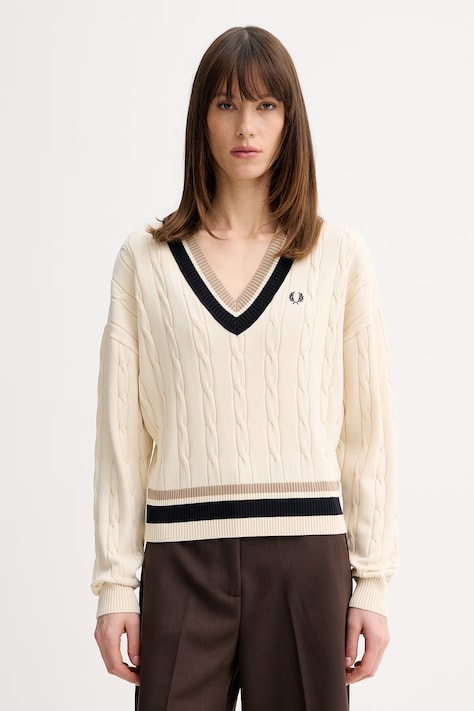 Fred Perry sweter damski kolor beżowy lekki K1102