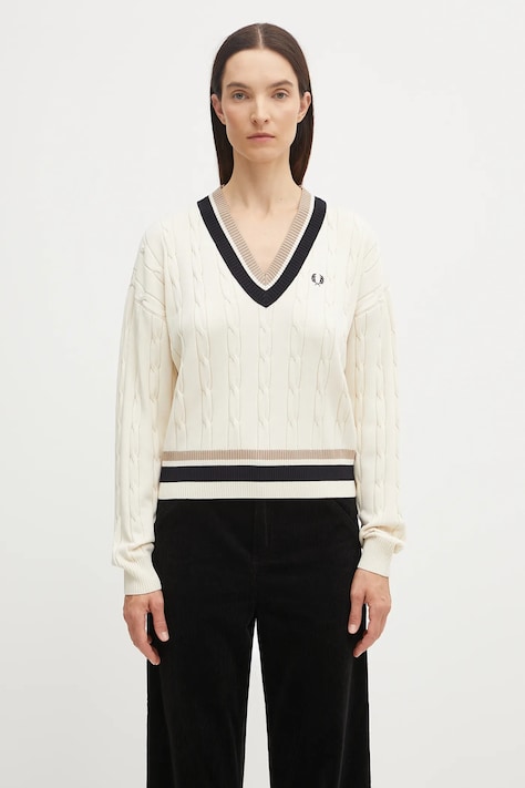 Fred Perry sweter damski kolor beżowy lekki K1102