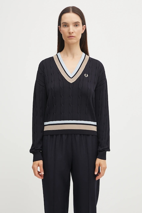 Fred Perry sweter damski kolor granatowy lekki K1102