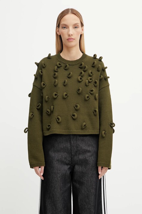 Свитер JW Anderson Cropped Loop Jumper цвет зелёный тёплый KW1446.YN0417