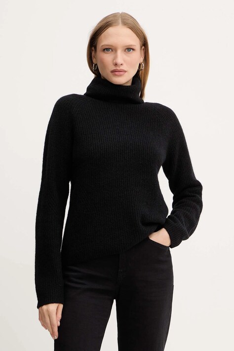 BOSS Orange pulover din amestec de lână culoarea negru, light, cu guler, 50548937
