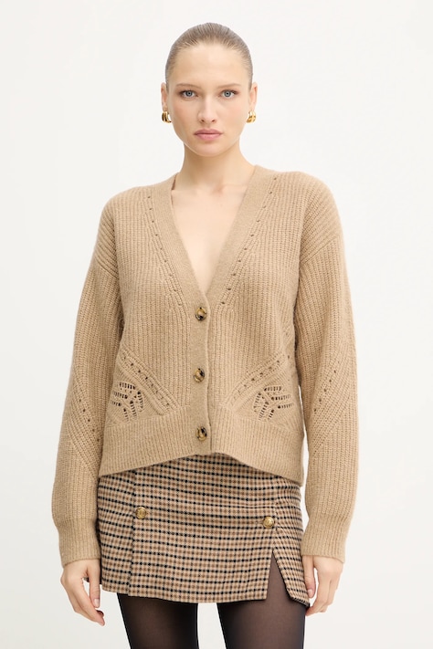 BOSS Orange cardigan de lână C_Fortellini culoarea verde, 50548940