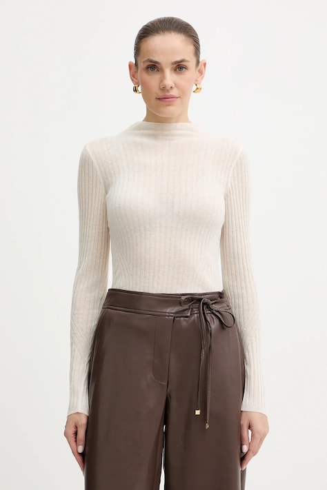 BOSS Orange pulover din amestec de lână culoarea bej, light, cu turtleneck, 50549391