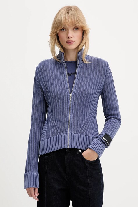 Karl Lagerfeld Jeans kardigan bawełniany damski kolor fioletowy A4W18017