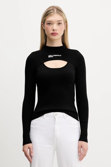 Karl Lagerfeld Jeans pulover culoarea negru, light, cu turtleneck, A4W18013