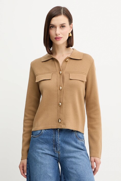 Morgan cardigan din amestec de lână culoarea maro, light, MIMDIE