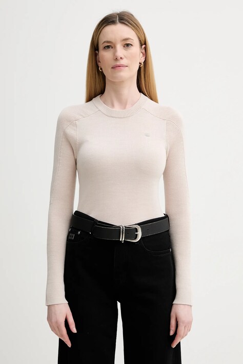 G-Star sweter wełniany 0 damski kolor beżowy lekki D27712.B692