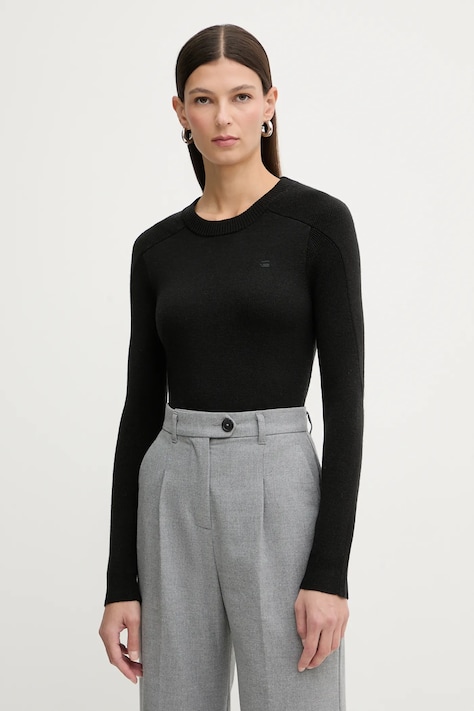 G-Star sweter wełniany 0 damski kolor czarny lekki D27712.B692