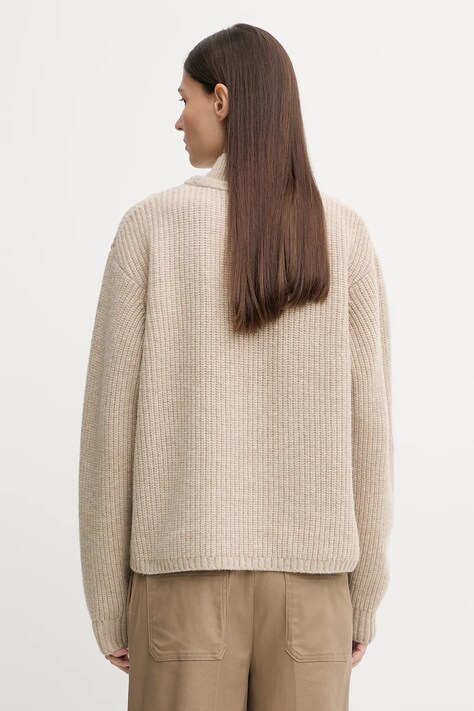 G-Star sweter wełniany 0 damski kolor beżowy ciepły z golfem D27730.D770
