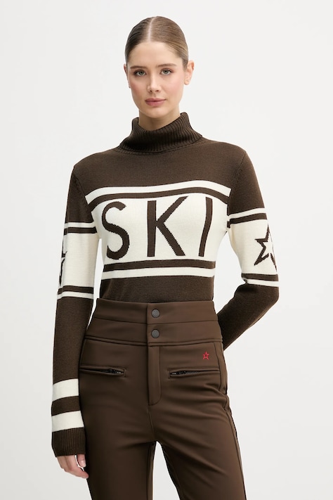 Perfect Moment sweter z wełny merino Schild damski kolor brązowy z golfem W3000075