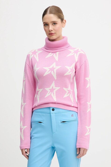 Perfect Moment sweter wełniany Star Dust damski kolor różowy z golfem W3000090