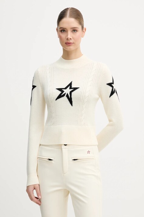 Perfect Moment sweter z wełny merino Cable damski kolor beżowy W3000420