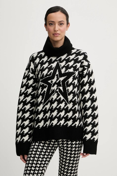 Perfect Moment sweter wełniany Chunky damski kolor czarny ciepły z golfem W3001263