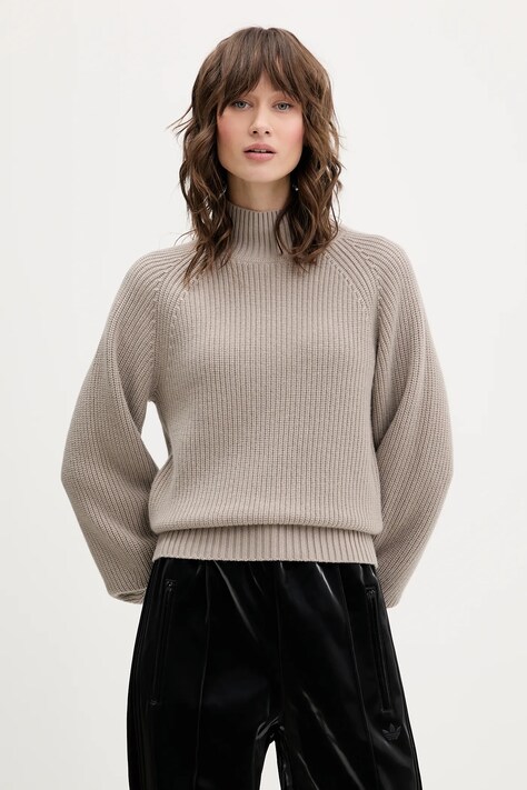 HUGO pulover de lână culoarea bej, cu turtleneck, 50548292