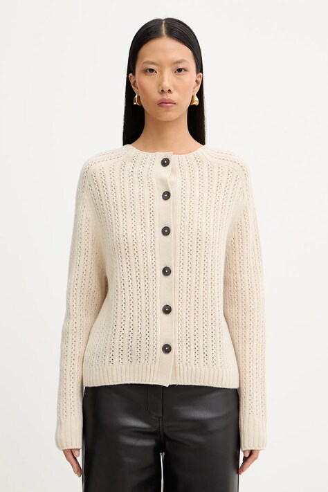 Marc O'Polo sweter wełniany damski kolor beżowy 508605460209