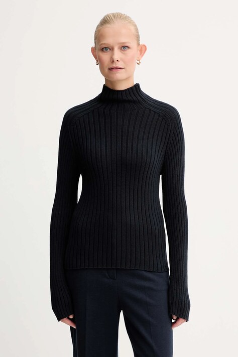 Marc O'Polo sweter bawełniany damski kolor granatowy z półgolfem 509605960173