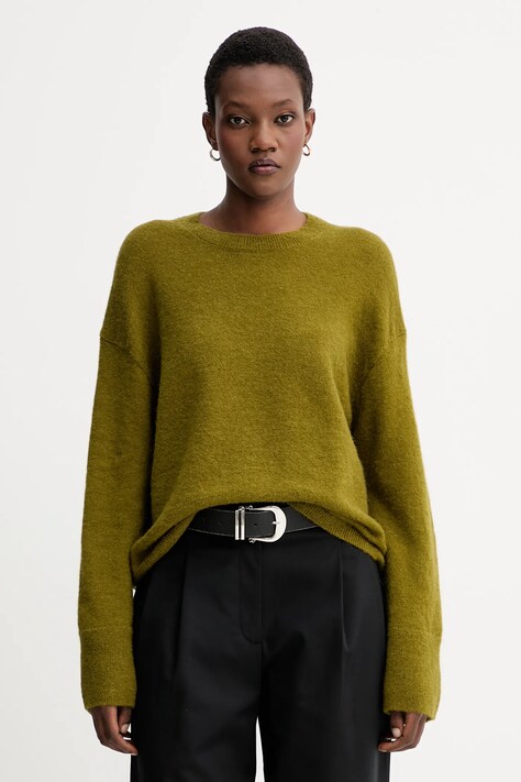 Marc O'Polo sweter z dodatkiem wełny damski kolor zielony lekki 509607460179
