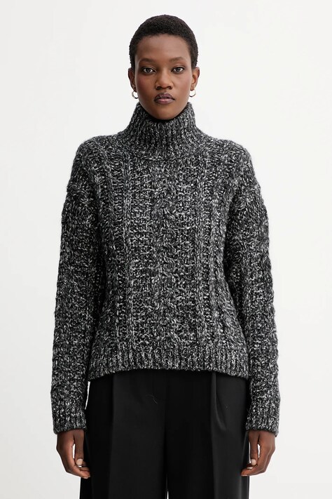 Marc O'Polo sweter z dodatkiem wełny damski kolor szary z golfem 509608560193