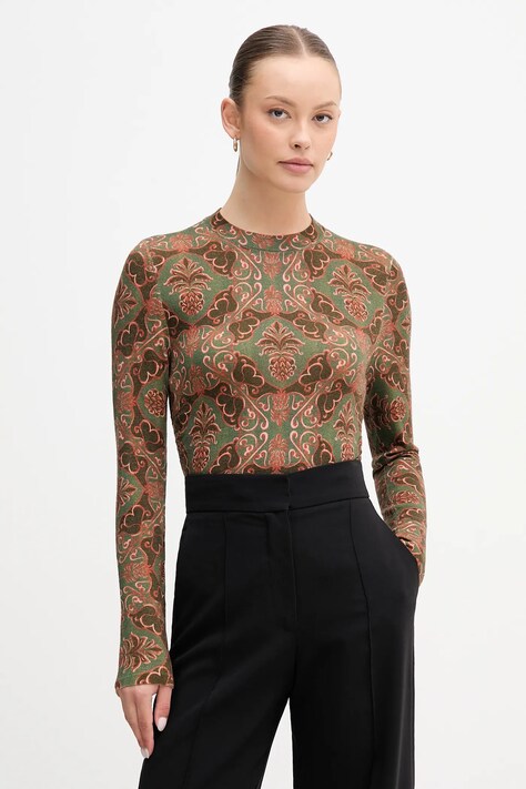 Vuneni pulover Barbour x Farm Rio boja: zelena, lagane, LKN1718