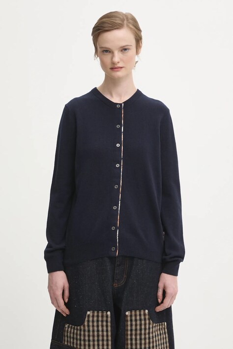 Barbour kardigan z dodatkiem wełny Pendle Knitted Cardigan damski kolor granatowy lekki LKN1076NY78