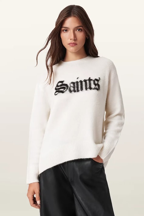 Пуловер с вълна AllSaints SAINTS в черно W100KD