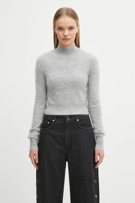 Sportmax sweter kaszmirowy GUBBIO damski kolor szary lekki z półgolfem 2522366052600