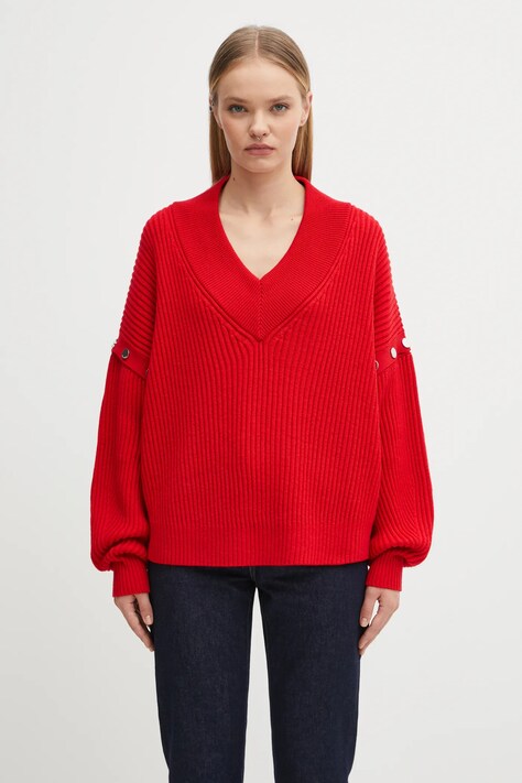 Sportmax sweter wełniany TAY damski kolor czerwony ciepły 2522366192600