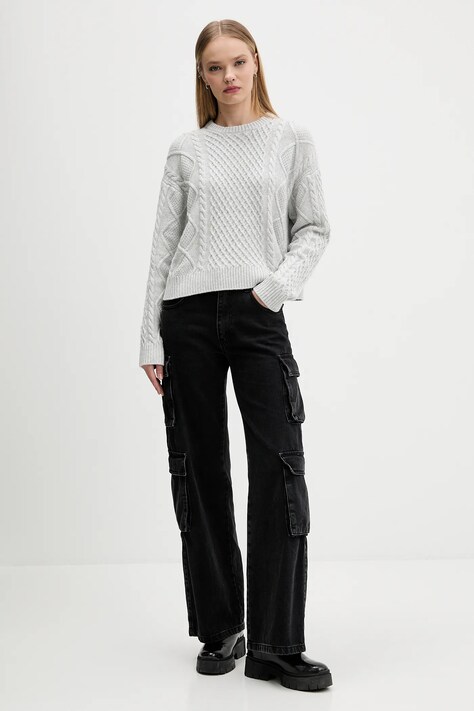 Guess Jeans sweter z dodatkiem wełny damski kolor szary lekki W5BR09 Z0561