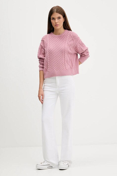 Guess Jeans sweter z dodatkiem wełny damski kolor różowy lekki W5BR09 Z0561