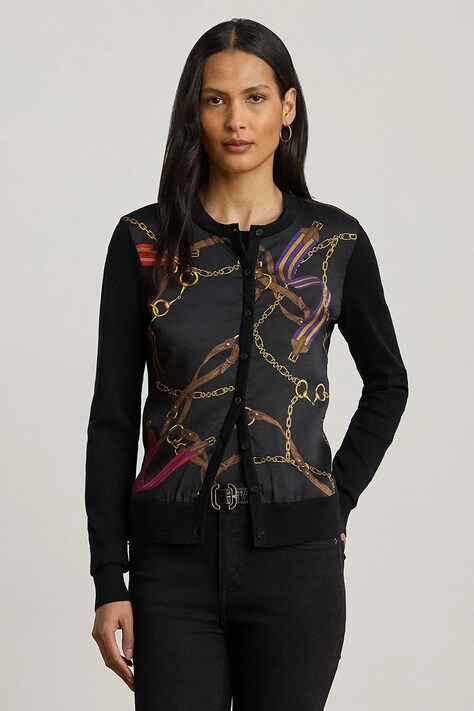 Lauren Ralph Lauren kardigan z bawełną damski kolor czarny lekki 200979651