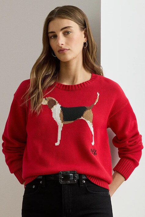 Lauren Ralph Lauren sweter bawełniany damski kolor czerwony 200979657