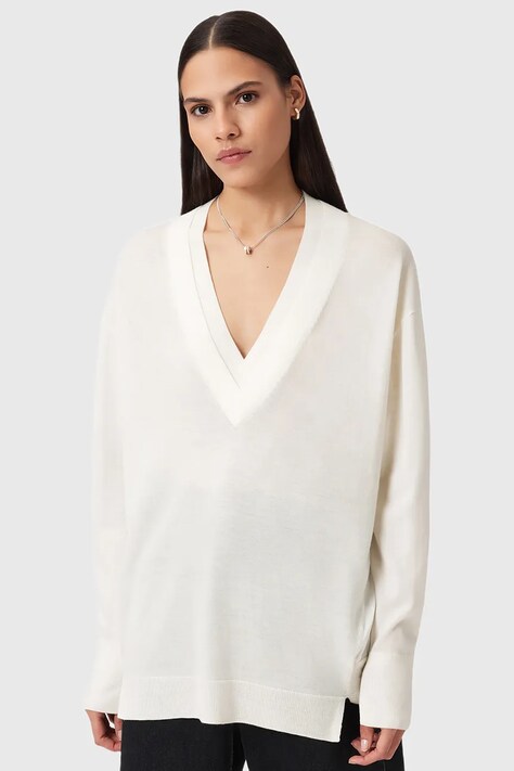 AllSaints sweter z dodatkiem wełny BERN damski kolor biały lekki W050KD