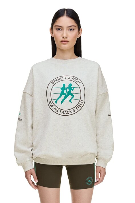 adidas Originals bluza bawełniana adidas Originals x Sporty & Rich damskie kolor szary z nadrukiem KA0719