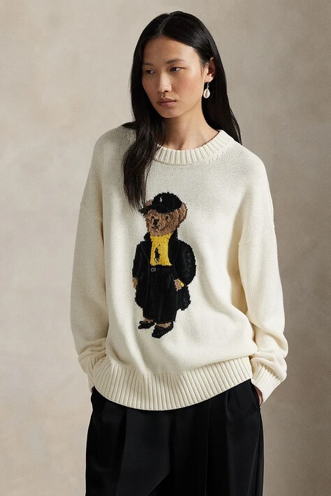 Bavlněný svetr Polo Ralph Lauren dámský, béžová barva, 211978310