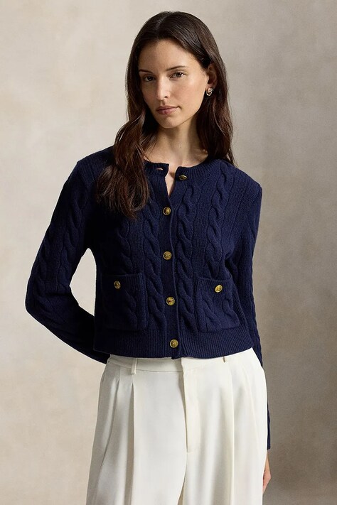 Polo Ralph Lauren Kardigan damski wełniany granatowy 211978312