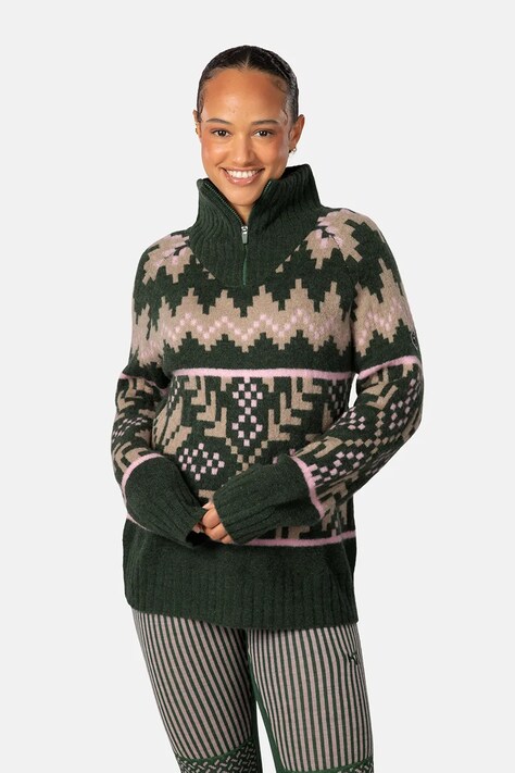 Kari Traa sweter AMELIA damski kolor zielony ciepły 623605