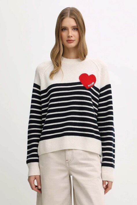 FROM FUTURE sweter wełniany damski kolor beżowy lekki WPR03378