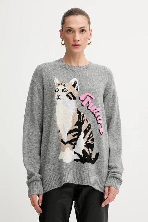 FROM FUTURE sweter kaszmirowy damski kolor szary WPR03293