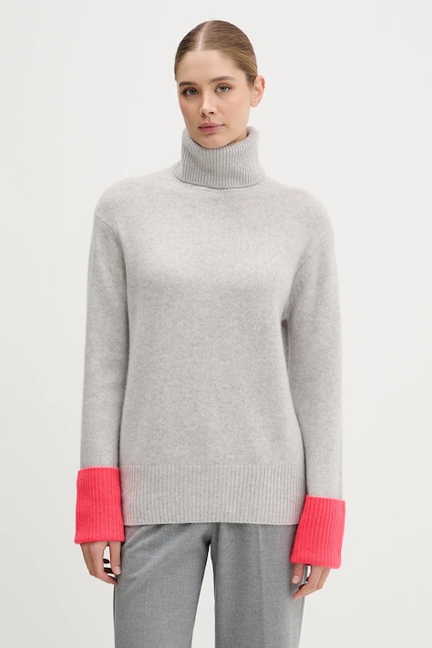 Кашемировый свитер FROM FUTURE цвет серый лёгкий с гольфом WPL02189