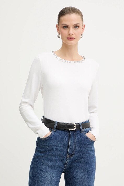 Morgan sweter damski kolor biały lekki MBUI