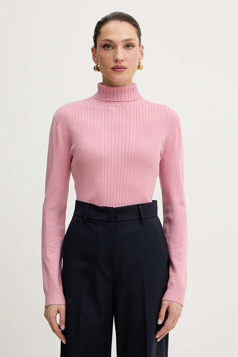 Morgan sweter z domieszką wełny damski kolor różowy MENTOL